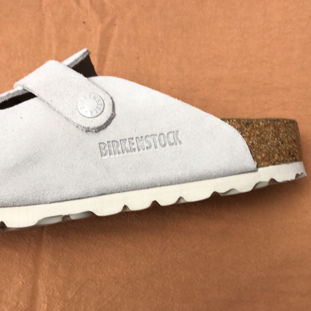 π₯ NWT Women's White Suede Birkenstock Boston Shoes - Narrow Fit - Picture 4 of 5